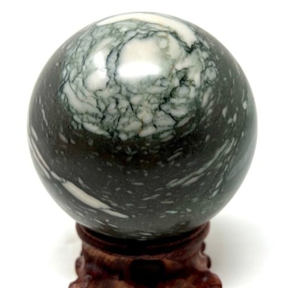 Green Zebra Marble HUGE Sphere Crystal Natural Stone Rock 2lbs+